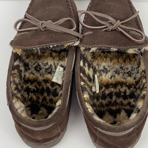 MUK LUKS mens brown cow suede slippers size 11 - Picture 6 of 12